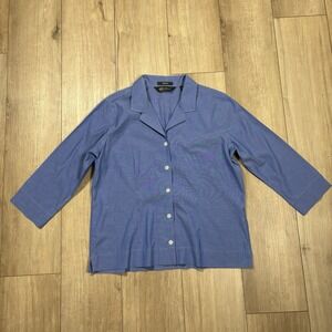 Eddie Bauer Womens Wrinkle Resistant Shirt Button Up 3/4 Sleeve Size PM Blue